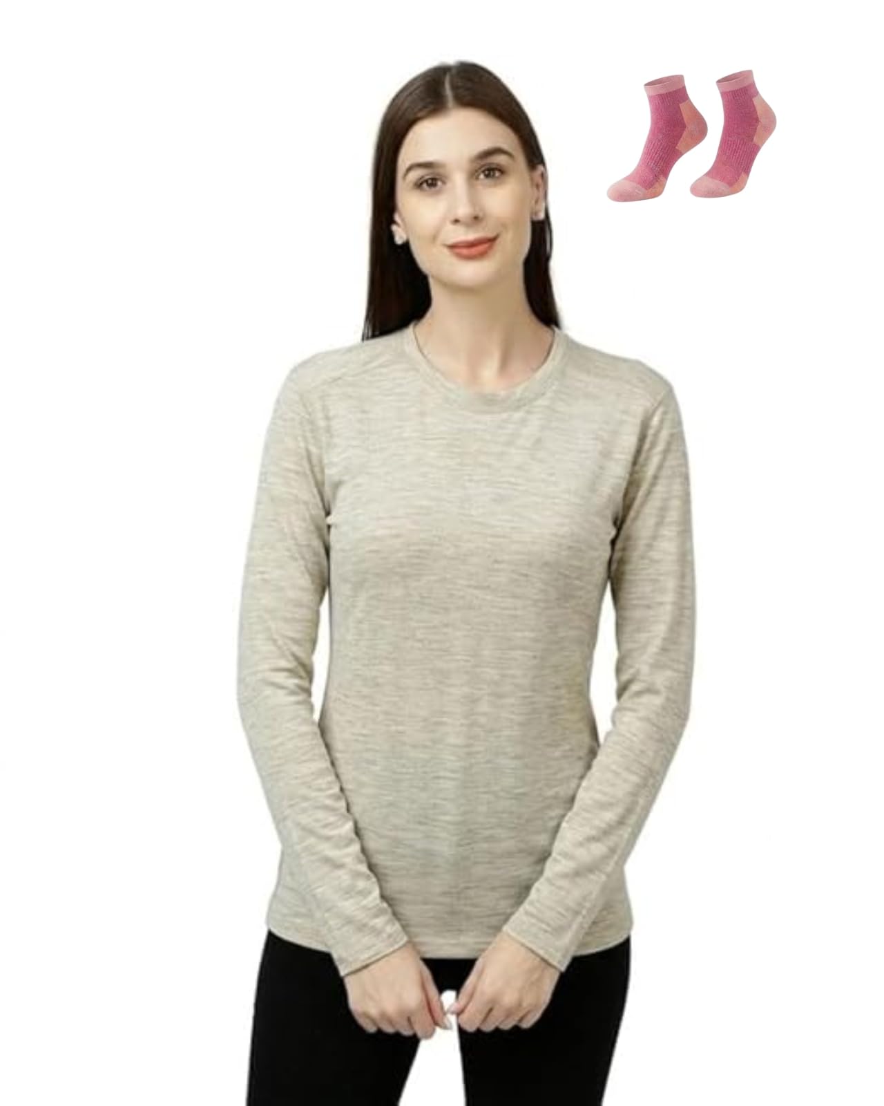 KOSHA Women's Merino Wool & Bamboo Thermal Top | Lightweight Base Layer for Winter | Temperature Regulating | Breathable & Antibacterial | Soft Comfort Fit | Includes Complimentary Merino Wool Socks-image-21
