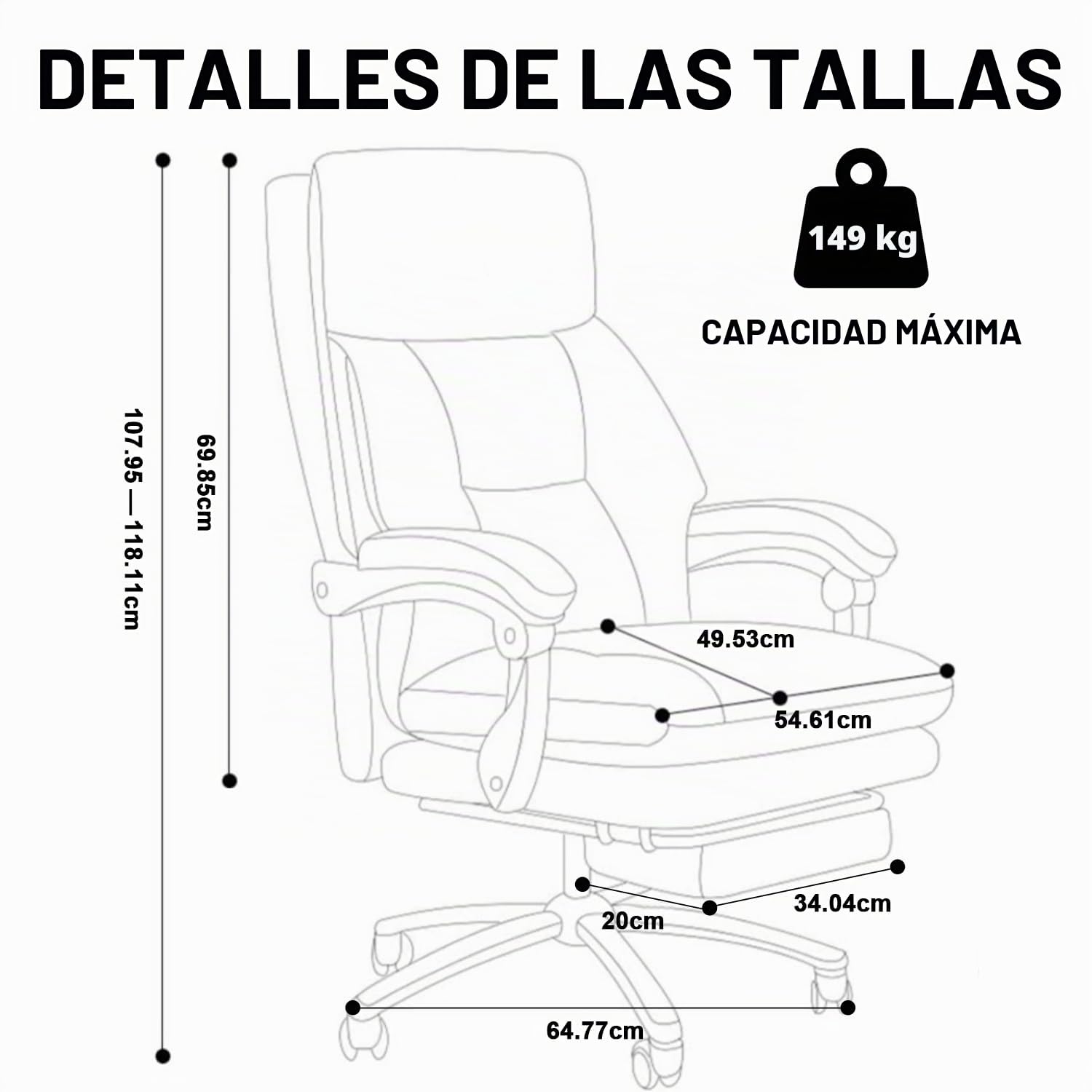 Silla de Oficina con Reposapiernas Sillas Ejecutivas con Ruedas Sillas Gaming con Respaldo Alto Silla de Trabajo Ergonómica Reclinable Y Ajustable para Oficina en Casa