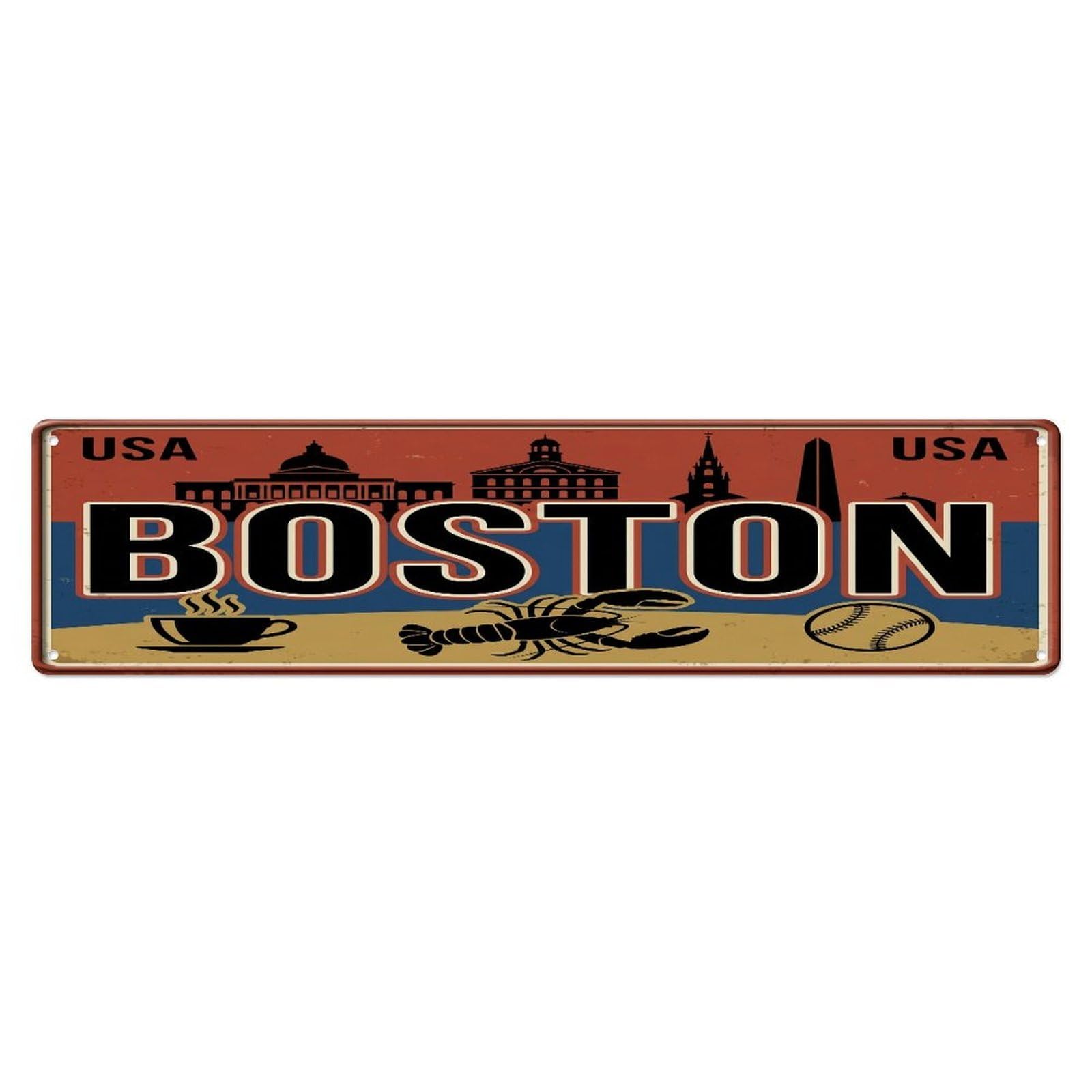 Tgrcjimh Style Metal Tin Sign Vintage Travel Boston Usa Freedom Trail