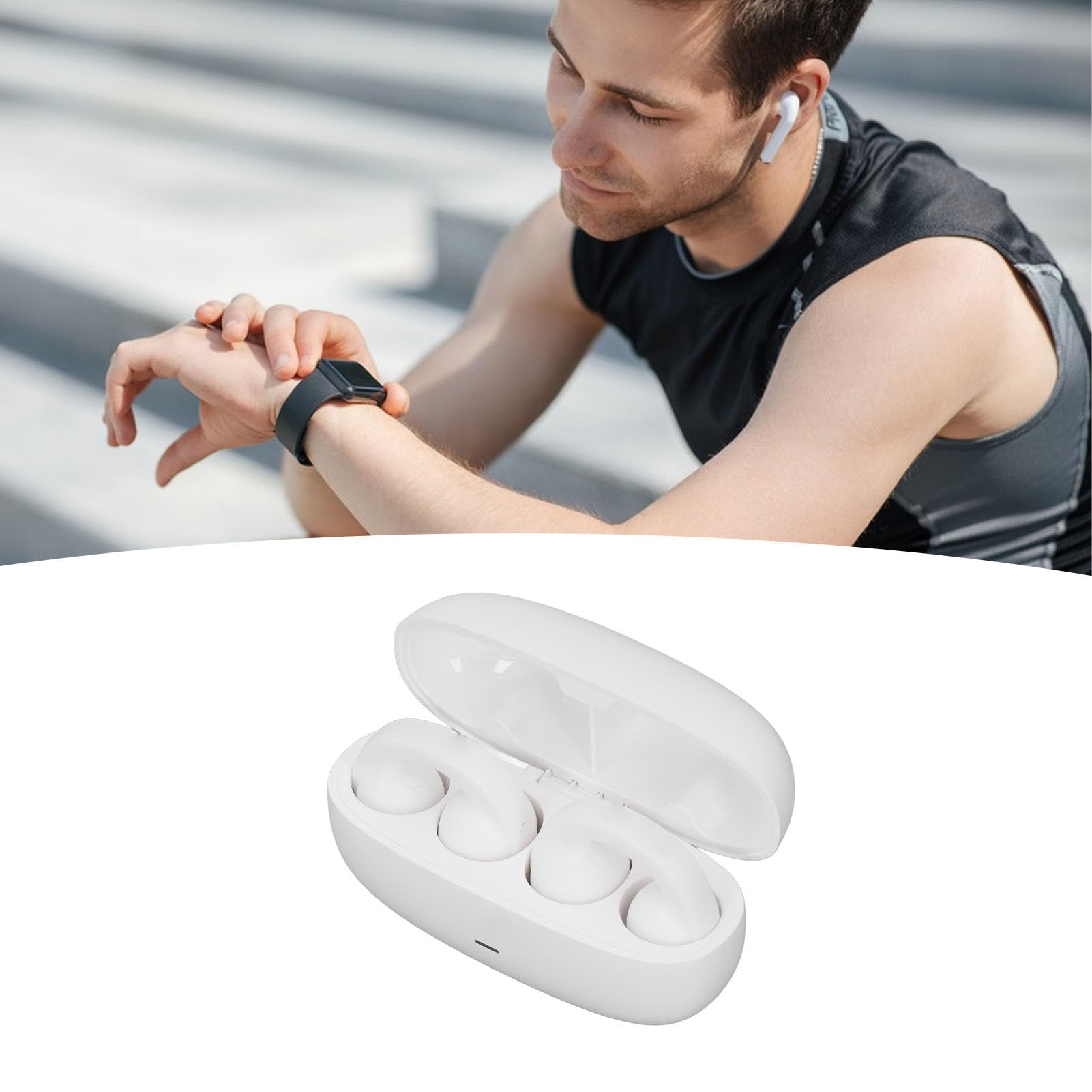 Słuchawki Sportowe 5.3, Krystalicznie Czyste Połączenia, 40 Godzin Odtwarzania, Typ C, Szybkie ładowanie, Bezprzewodowe Słuchawki Douszne z Etui ładującym do Treningów,