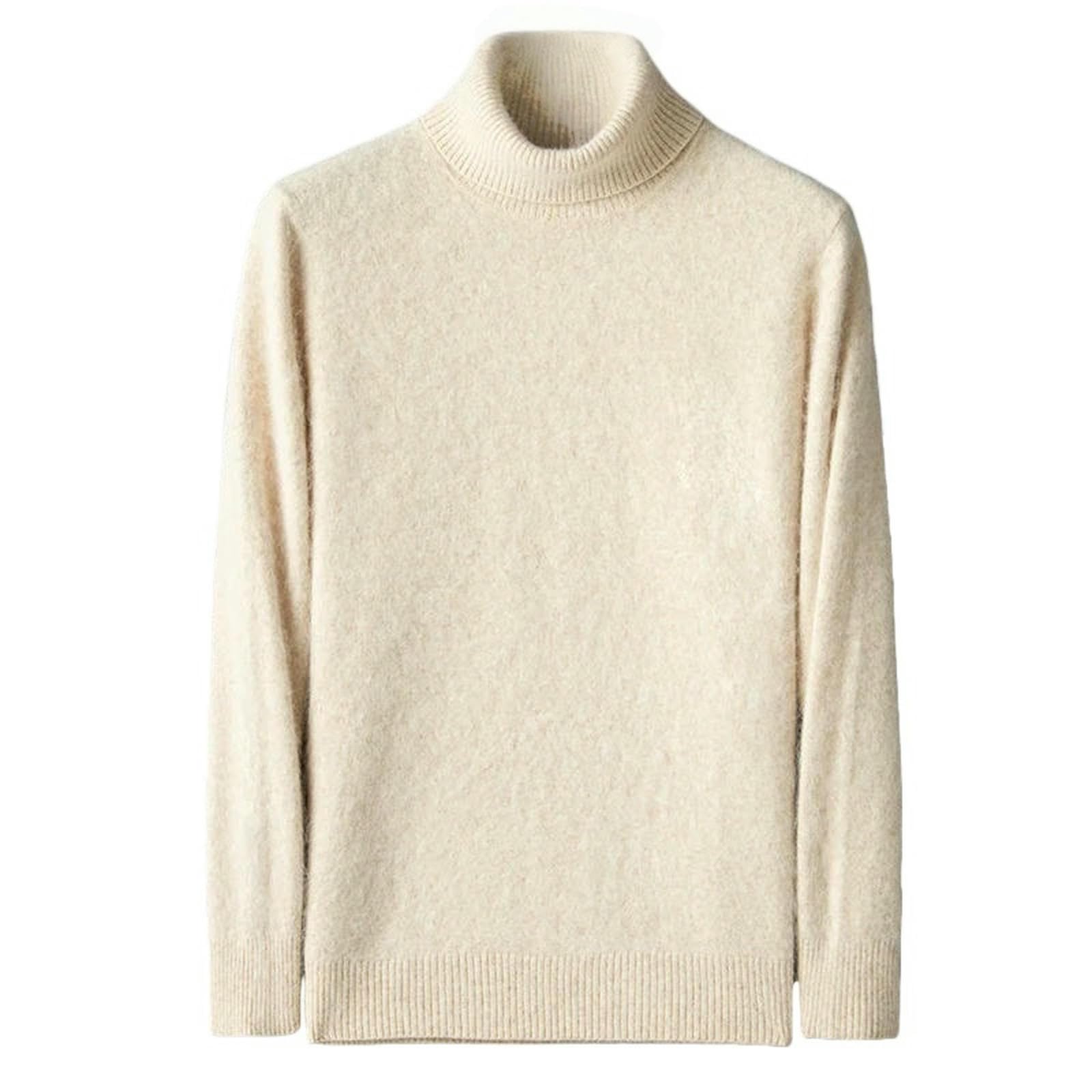 Suéter para Hombre Camisa De Otoño E Invierno para Hombre, De Color Liso, con Cuello Alto, Gruesa, Holgada, De Talla Grande-marrón1-XXXL-Blanco-XXXL