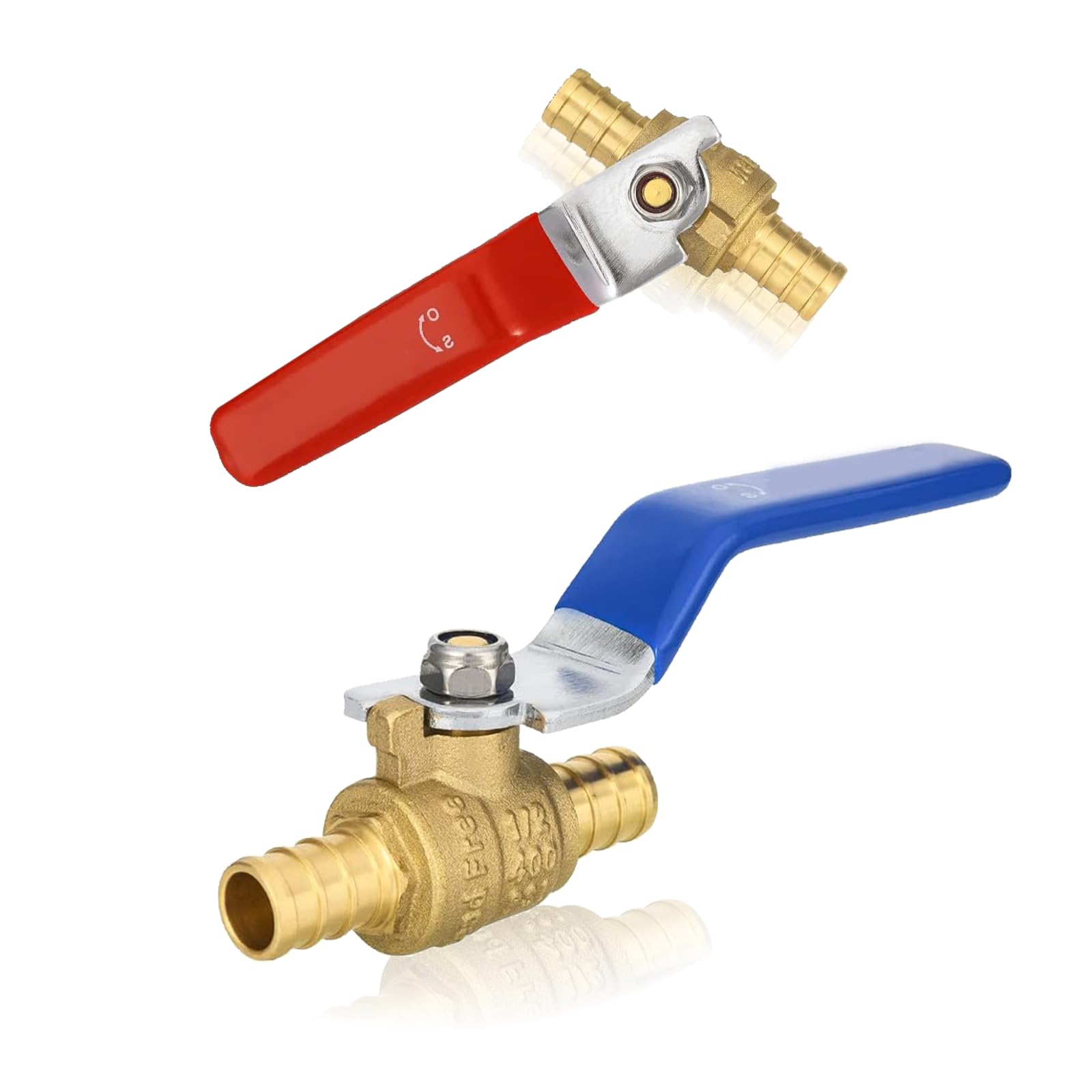 (Pack of 2) Seelink 1/2 Inch PEX x 1/2 Inch PEX Ball Valve, Brass Shut Off Valve for Pex Pipe Connection, ASTM F1807, Red&Blue