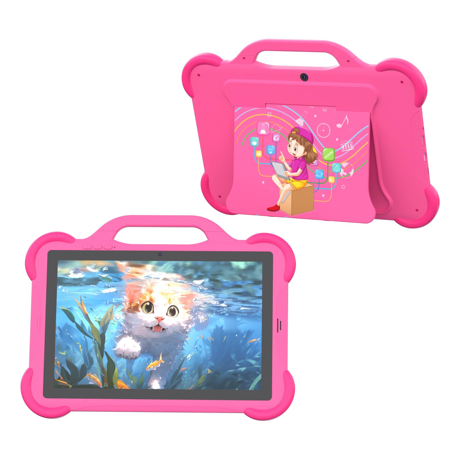 Tablet Android 14 para niños pequeños - Pantalla IPS de 10.1, 8 GB de RAM+32 GB de ROM, aplicación de control parental, pestaña WiFi