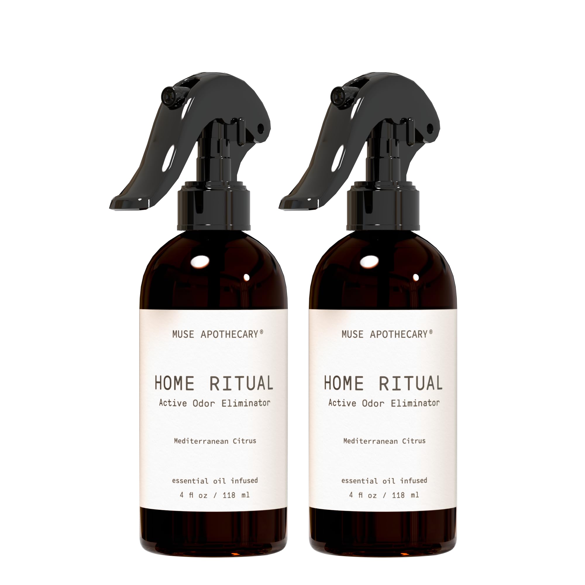 Muse Apothecary Home Ritual Active Odor Eliminator Spray - Odor Eliminator for Home - Furniture Deodorizer Spray & Bathroom Odor Eliminator - Essential Oil Air Freshener - 4oz, Mediterranean Citrus