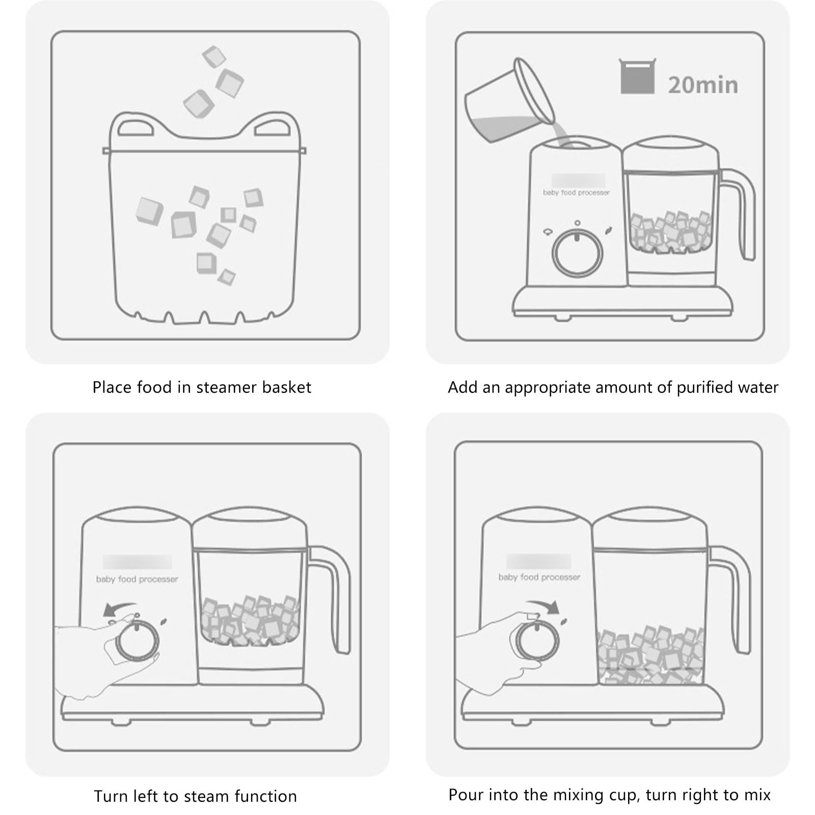 Macchina per alimenti portatile, design multifunzionale 4 in 1 per puree, porridge di riso e frullati, facile da pulire, ecologico