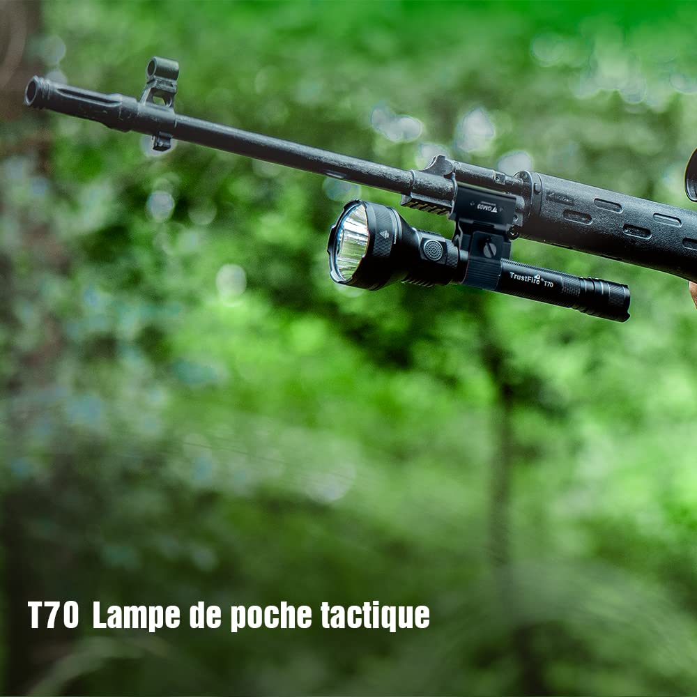 TrustFire T70 Kit Lampe Torche Tactique 2300 Lumens, Lampe de Poche Rechargeable Ultra lumineuse, Lampe Torche Étanche, Portée de 1000 Mètres, Pour Camping Randonnée Urgence Militaire Chasse