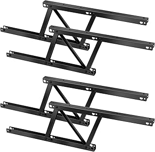 4 Pack Table Lift Hardware Mechanism Hinge, 2 Pairs Table Lift Up Top Hinge, Lift Top Coffee Table Hinges Spring, Each Pair Capacity 60 Lbs, Black