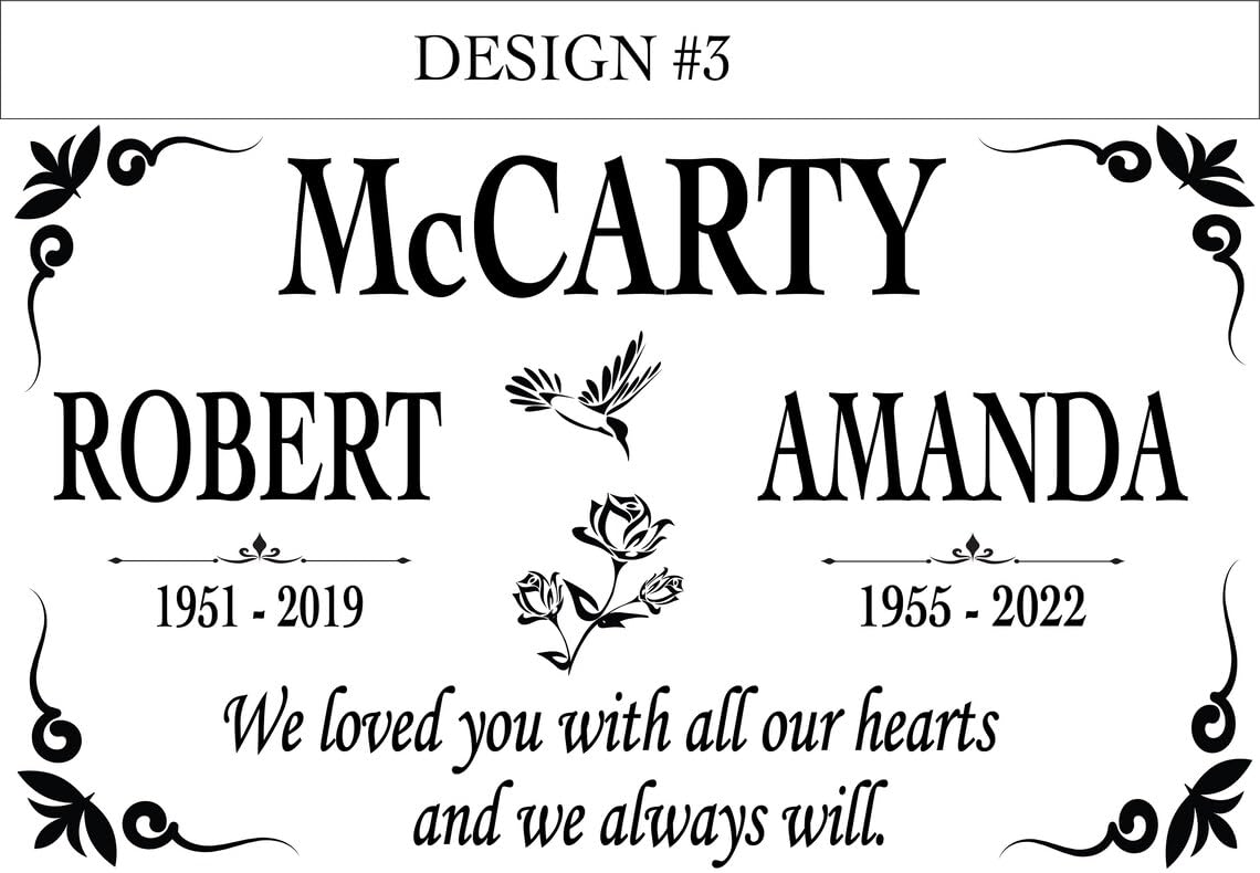 Custom Memorial Granite Thick Stone 12x24 inches Memorial Grave Marker Headstone Garden Marker Cemetery Standard Tombstone (18"x12"x0.50")