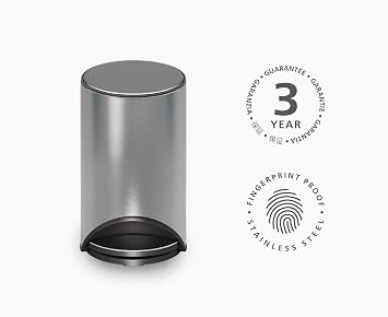 Joseph Joseph Arc 10L/2.6 Gallon Slimline Trash Can Bin with Easy Push Pedal, Liner Pocket, Soft-Close Lid, Fingerprint-Proof, Removable Inner Bucket, Stainless Steel
