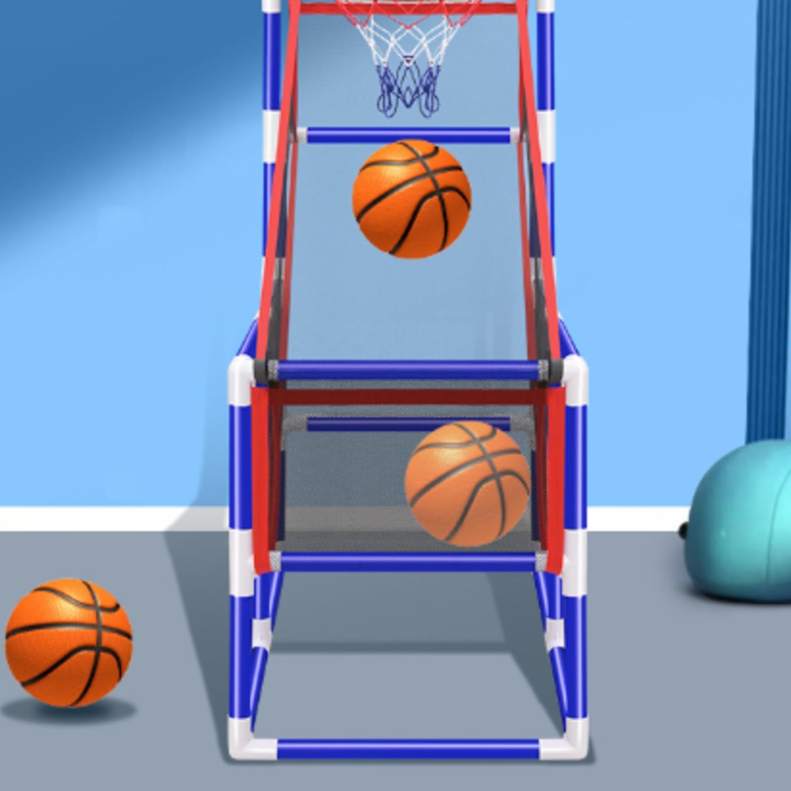 harayaa da Lancio con Tabellone | Compatto, Set Basket con Palline e Pompa, per Casa, Famiglie, Bambini