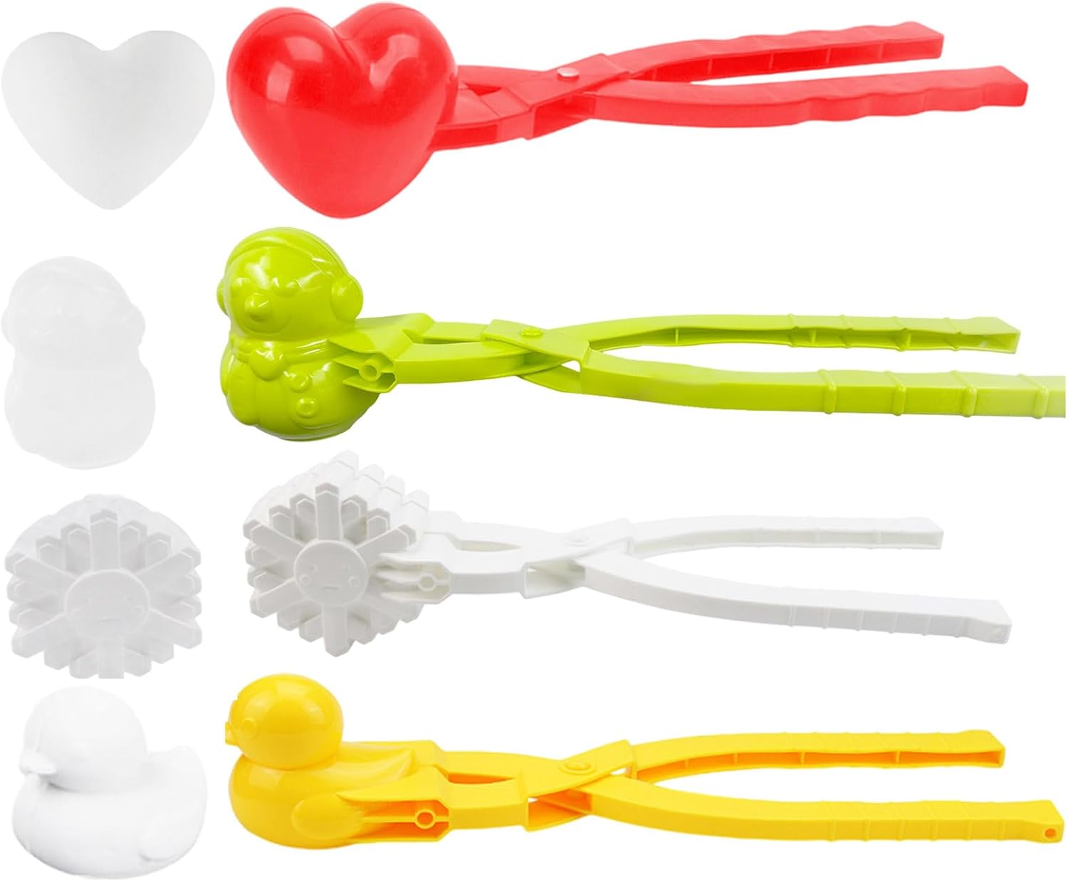 Formemory Snowball Fight, Snowball Maker, Large Size, Snowball Maker, Winter Sports, Snow Toy, Snowball Maker, Snow Scissors, Snow Dom, Secret Weapon, Parent-child Game, Family and Friends, Applicable Age 6, Set of 2 Duck + Snowman + Heart + Snowflake