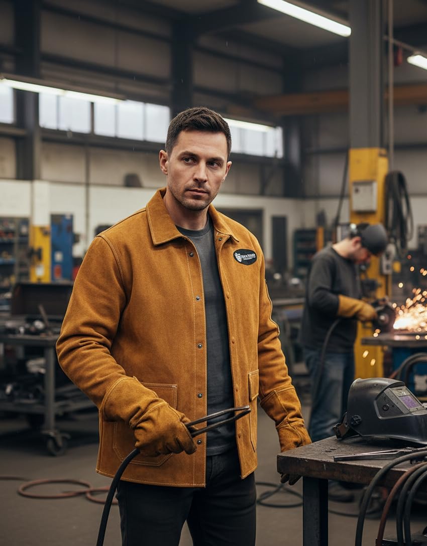 Flame Resistant Heavy Duty Genuine Cowhide Leather Welding Jacket
