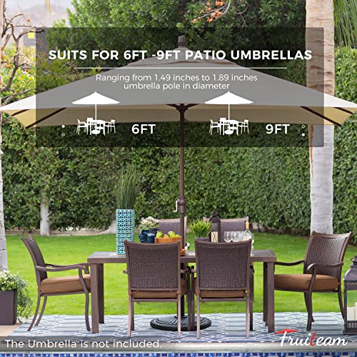 Fruiteam 22-Lbs Outdoor Umbrella Base 15" Round Table Umbrella Stand Base, Weather-Resistant Patio Market Umbrella Holder For Yard/Garden/Deck-Shine Black #TOP6