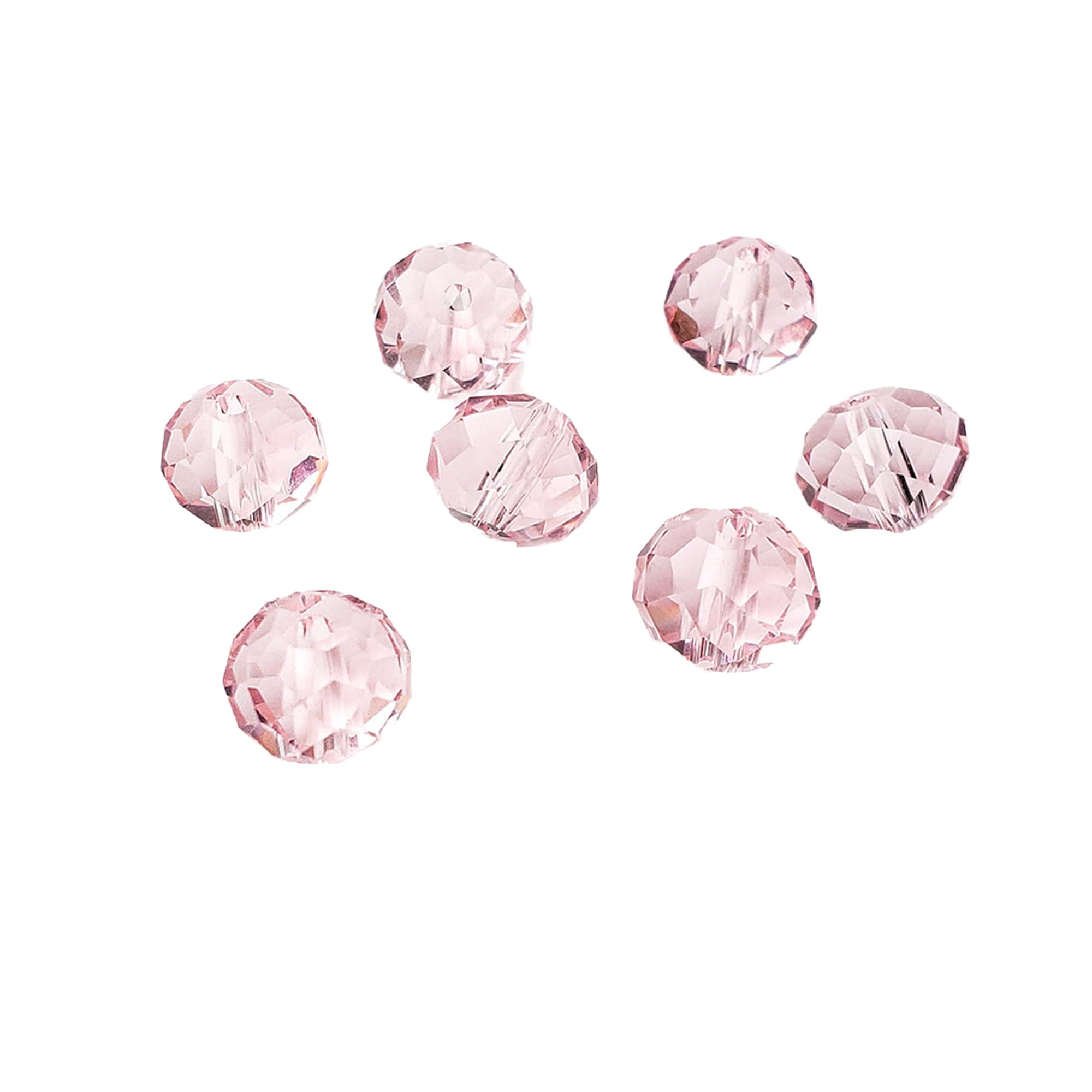 8mm Rondelle Pink Glass Beads for Jewelry Making, 300pcs Faceted Briolette Crytal Spacer Beads for Bracelet Necklace Earring