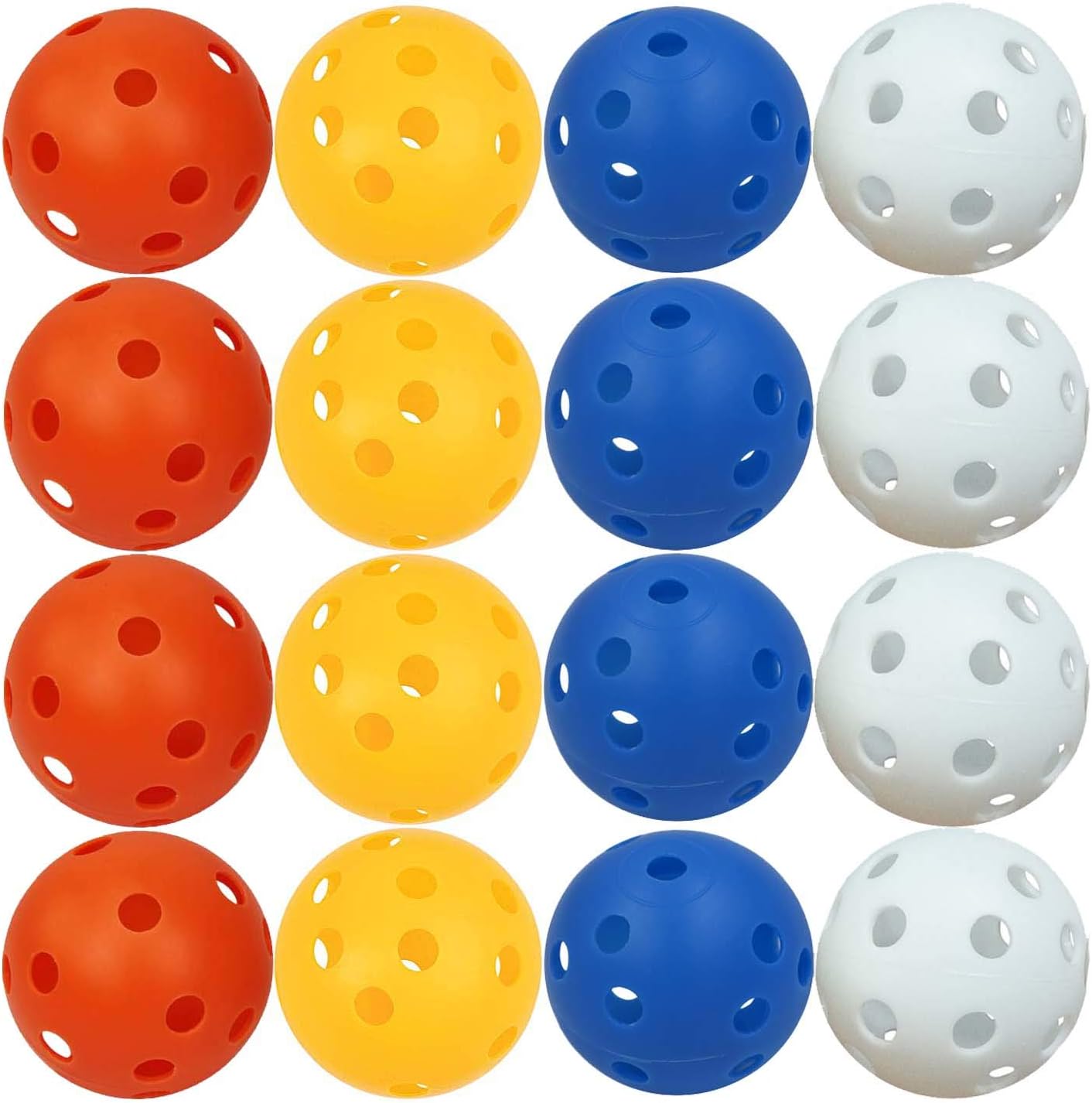 Practice Golf Balls Plastic Hole Colored Value 12/24 Pack Bulk Set, Hollow Ball for Kids Men Women Indoor Outdoor Driving Range Swing Training
