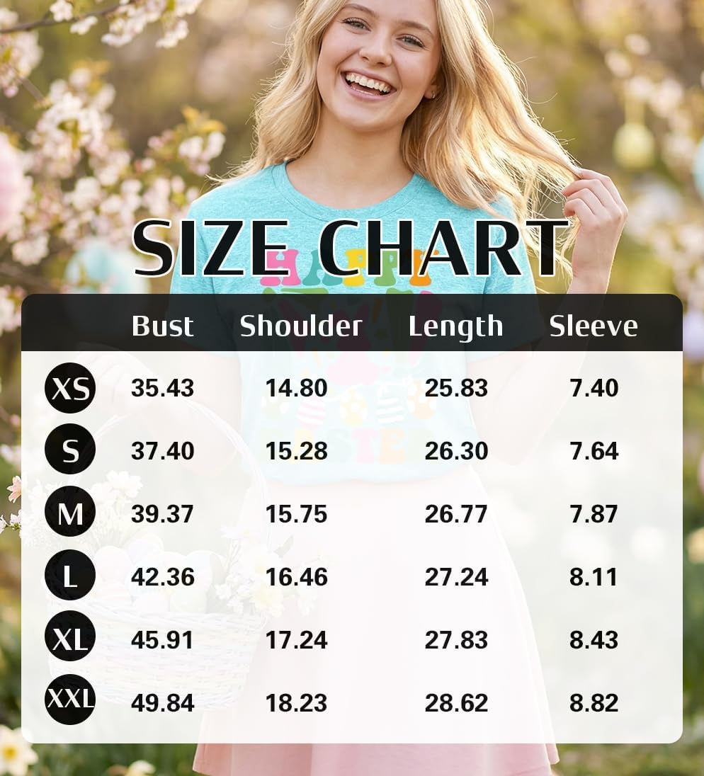 Easter Shirts for Women Happy Bunny Shirt Easter Eggs Printed Tshirt Floral Rabbit Holiday Graphic Tee - Image 6