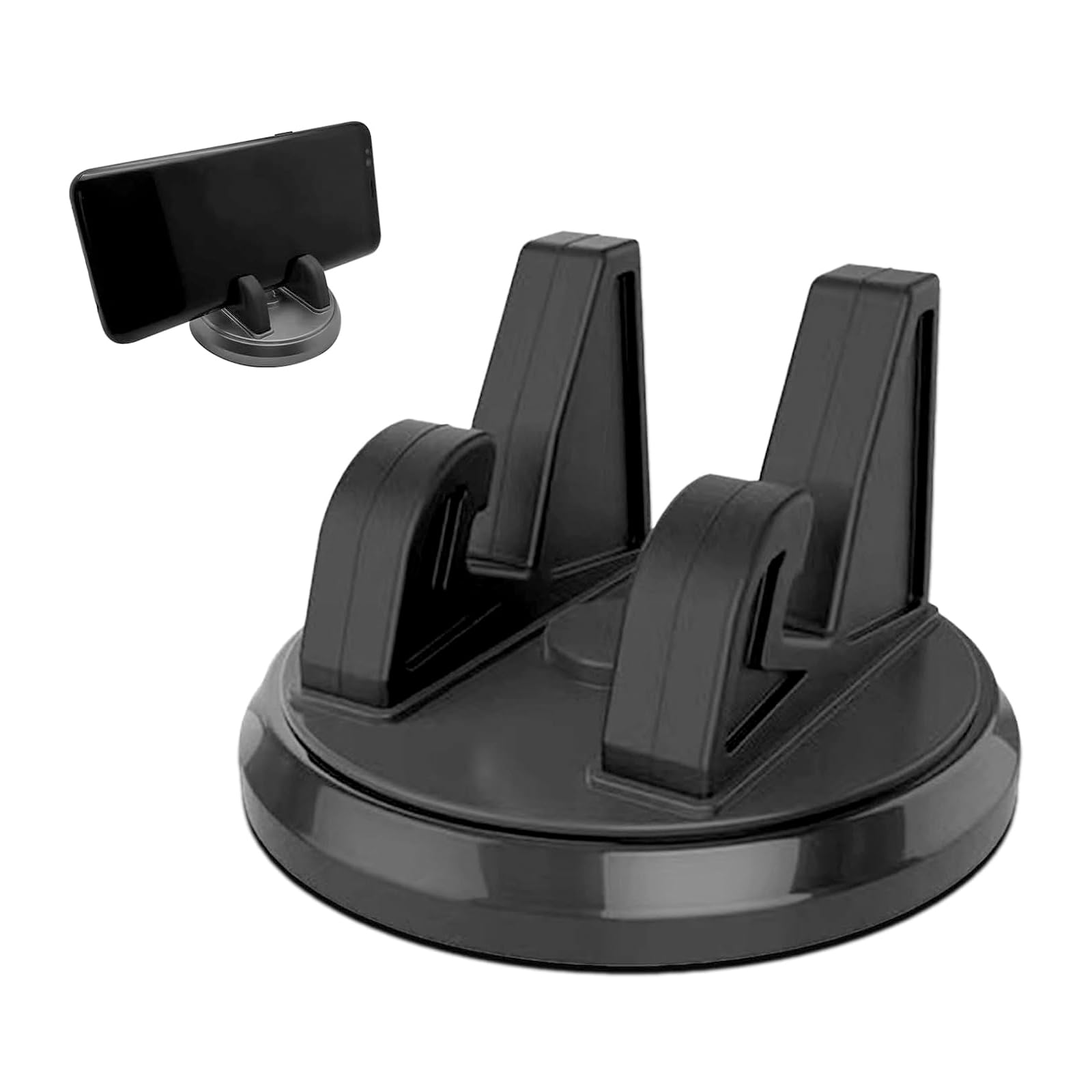 Pack-1 Car Mobile Phone Holder, Center Console Dashboard Desktop Non-Slip Navigation Bracket, 360 Degrees Rotatable One-Handed Pick Portable Stand, Universal for Cars Home Office (Black)