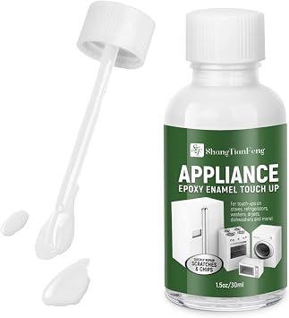 White Touch Up Paint forElectrical appliancesl, metal, wood, floor, appliance maintenance, refrigerator, dishwasher, dryer, washing machine, household appliances high-gloss paint repaint 1.5 Fl Oz