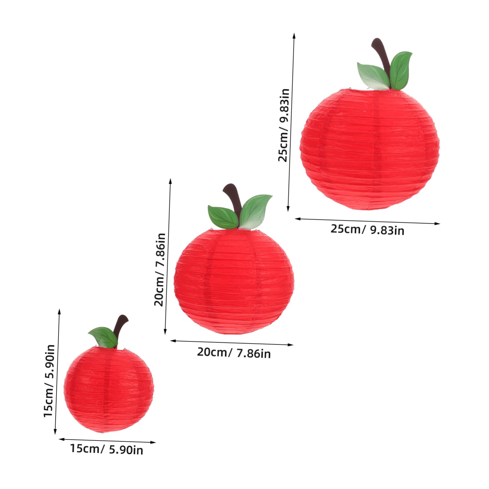 INOOMP 6pcs Apple Shaped Lanterns Red Fruit Themed Hanging Decorations for Back to School Parties Classroom Decor Easy to Hang Paper Lanterns for Birthday Celebrations