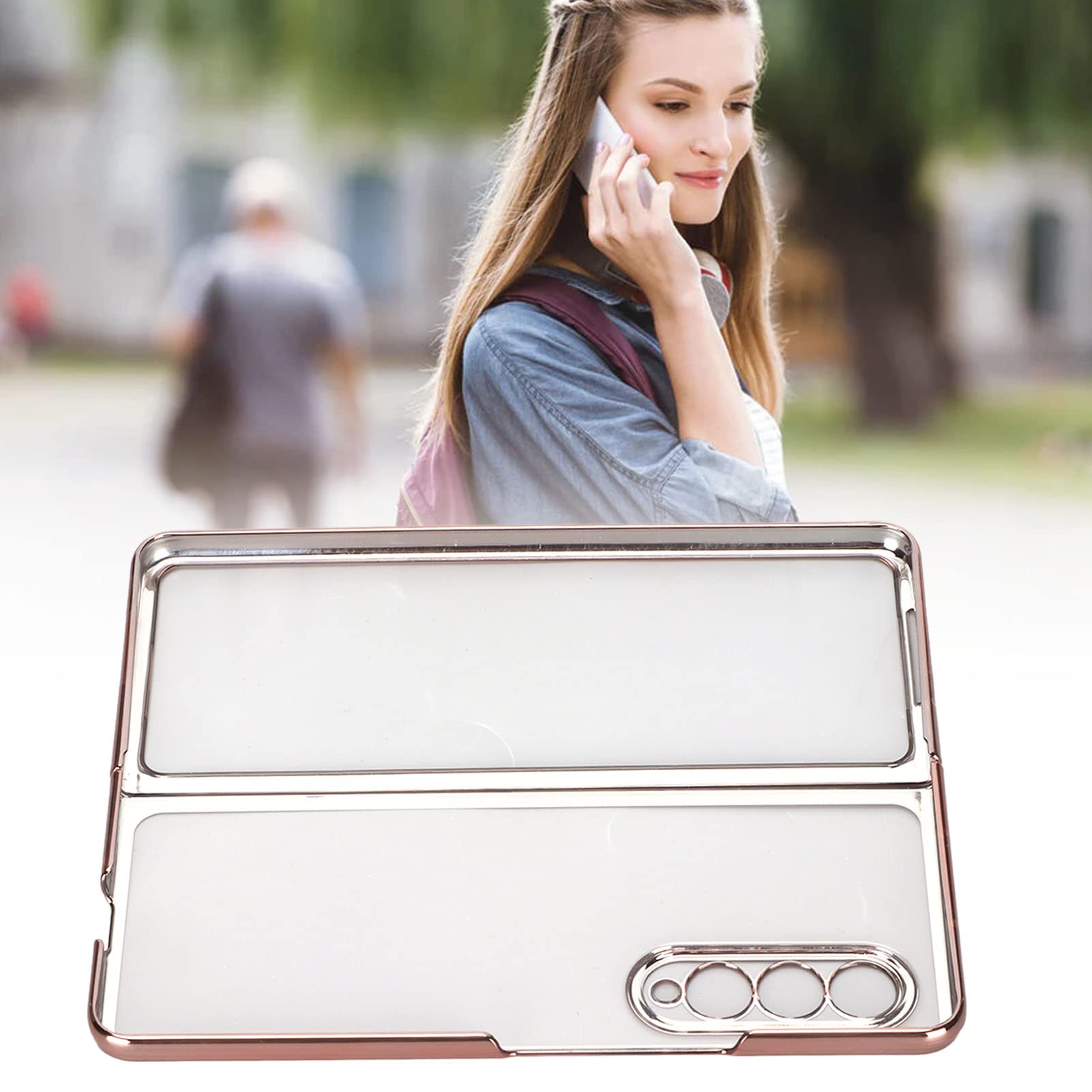 Cocoarm Custodia Pieghevole Elettroplaccata per Z Fold 3, PC (Rose Gold)