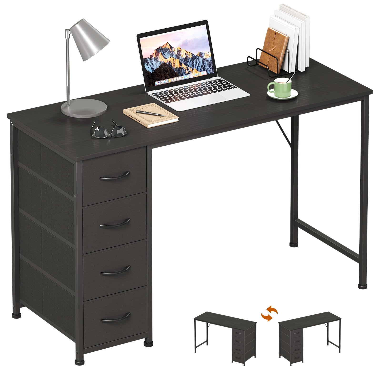 Somdot 47" Computer Desk with 4 Drawers for Bedroom,Simple Home Office Writing Desk,Gaming Table with Storage,Modern Work for Home Office, Study,
