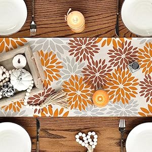 Artoid Mode Orange Dahlia Floral Pinnata Fall Table Runner, Seasonal Autumn Thanksgiving Kitchen Dining Table Decoration for Home Party Decor 13x72 Inch Artoid Mode Orange Dahlia Floral Pinnata Fall Table Runner Seasonal Autumn Thanksgiving Kitchen Dining Table Decoration for Home Party Decor 13×72 Inch