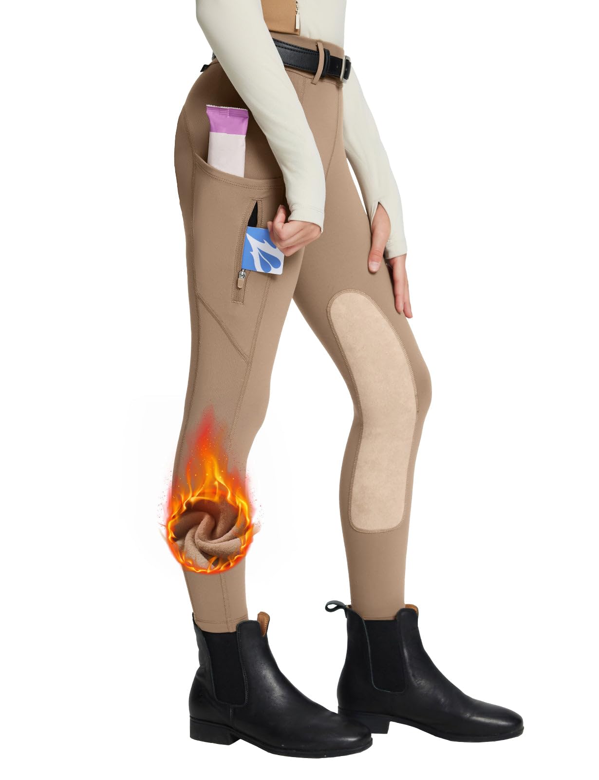 baleaf Pantaloni Lunghi per Ragazze da Cavallo, Leggings Aderenti per l'inverno e l'autunno con Caldo e 2 Tasche