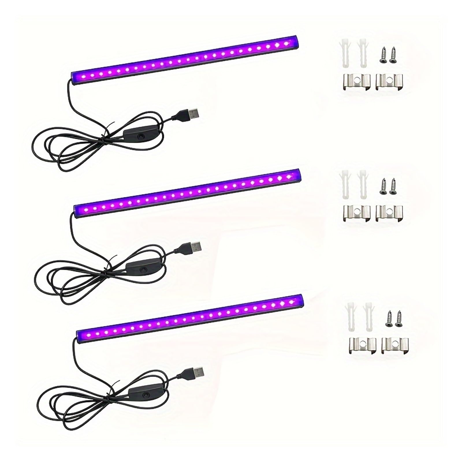 Lampada UV T5 con Interruttore USB da 5 V, Lampadina Ultravioletta, Lampada UVA da 395 NM for Unghie, Lampada Decorativa for Asciugatura, Luce Nera(2 PCS)