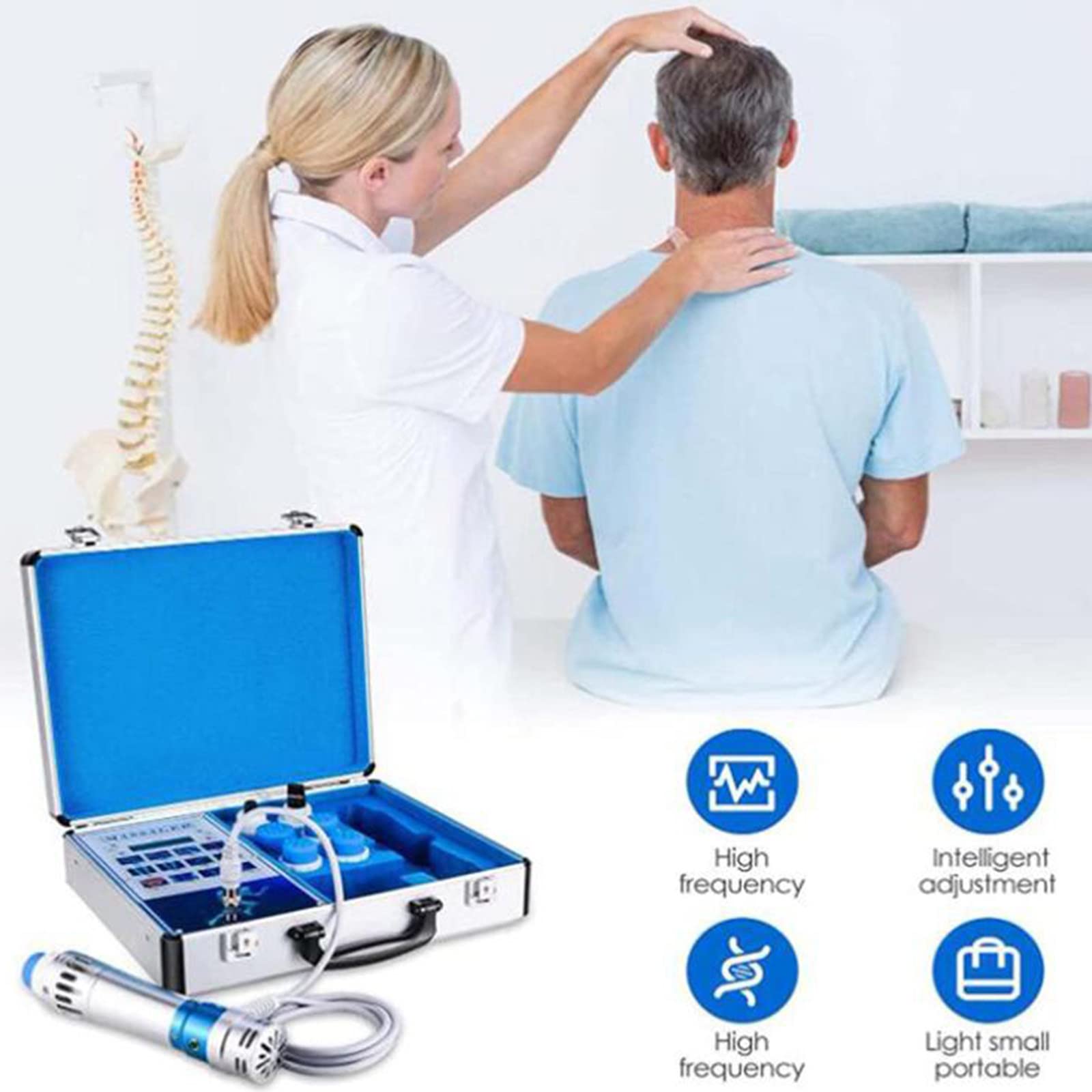 Shock Pulse Wave Therapy Maszyna Elektromagnetyczna Ed Shock Pulse Wave Maszyna do Terapii Ed,MasażEr łAgodząCy BóL MięśNi CiałA Z GłOwicą MasująCą,Lekki I PrzenośNy,110v