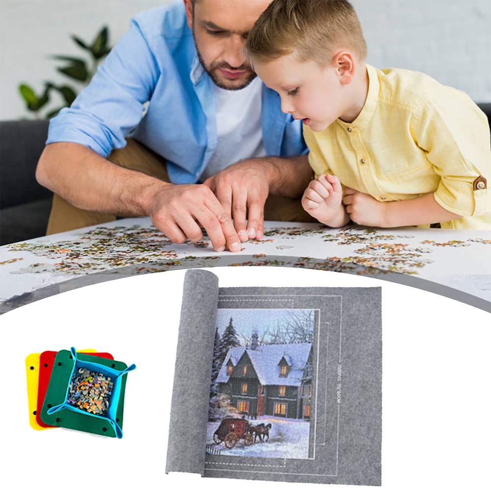 MEDOYOH Tappetino Puzzle Feltro - Per Puzzle 1000-1500 Pezzi Con Vassoi