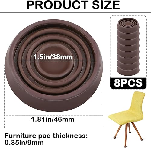 Miniatura 2 de 8 tazas redondas de goma para ruedas, 1.5 pulgadas, almohadillas de goma antideslizantes para pies, protector de suelo antideslizante para ruedas de