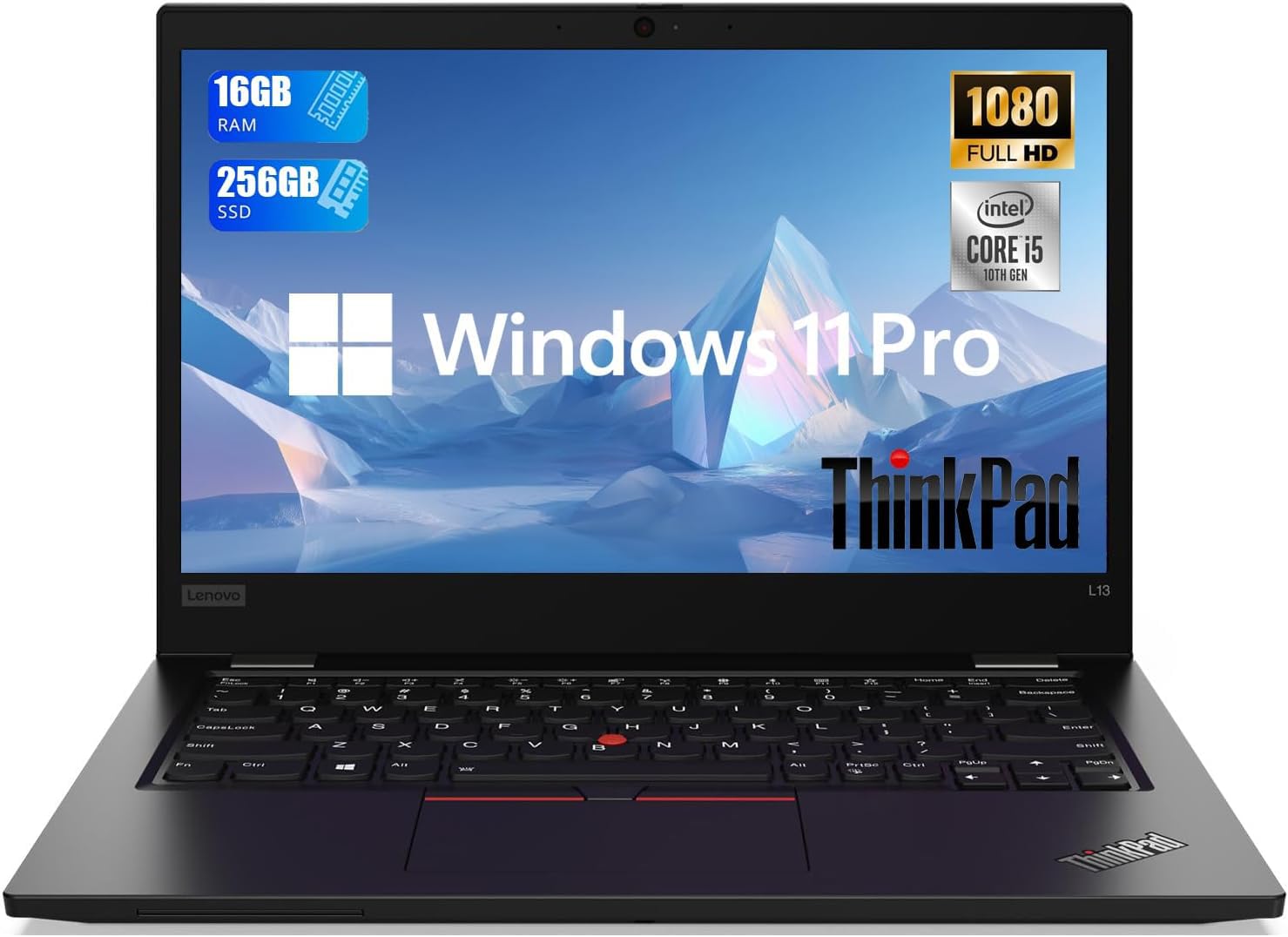 Lenovo Thinkpad L13 Gen 1 Laptop 13,3" FHD (1920 x 1080), Intel Core i5-10210U, 16 GB di RAM, SSD da 256 GB, tastiera giapponese QWERTY, Windows 11 Pro (ricondizionato)