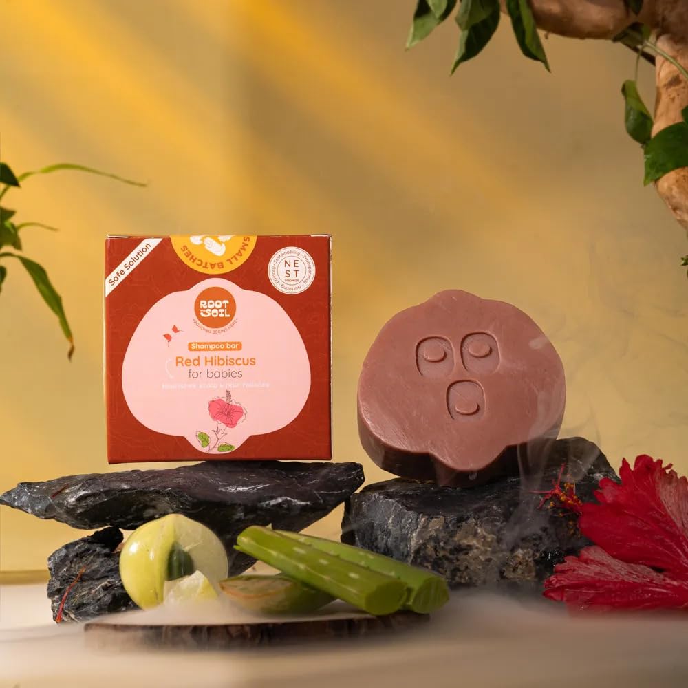 ROOT and SOIL Red Hibiscus Shampoo Bar for Babies | Hair Growth & Scalp Care | 0+ Months | 100g-picture-30