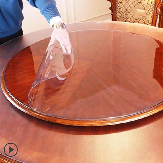 Amazon.com: FERCLA Clear Plastic Tablecloth Protector Round Table ...