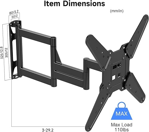 Miniatura 8 de Suptek Soporte de pared para TV de movimiento completo de 30 pulgadas de largo para televisores de 32 a 65 pulgadas, soporte de esquina articulado,