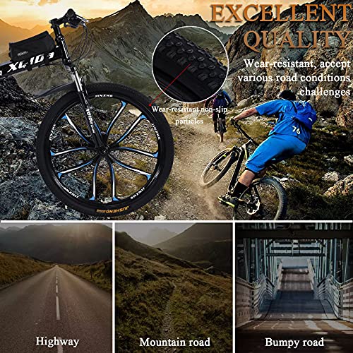 Mountainbike 26 inch vouwfiets met dubbele schokdemping, koolstofvezel frame met fietstas - schijfrem fietsen, volledig… - Afbeelding 6