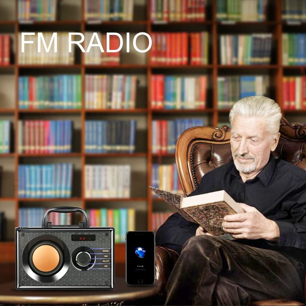 🔥 Portable Wireless Bluetooth Speakers with FM Radio Subwoofer MP3 Player Remote Control AUX, Rich Bass Party Speaker, Clear Stereo Sound Outdoor Home Desktop Speakers for Phone PC Computer TV(Black)