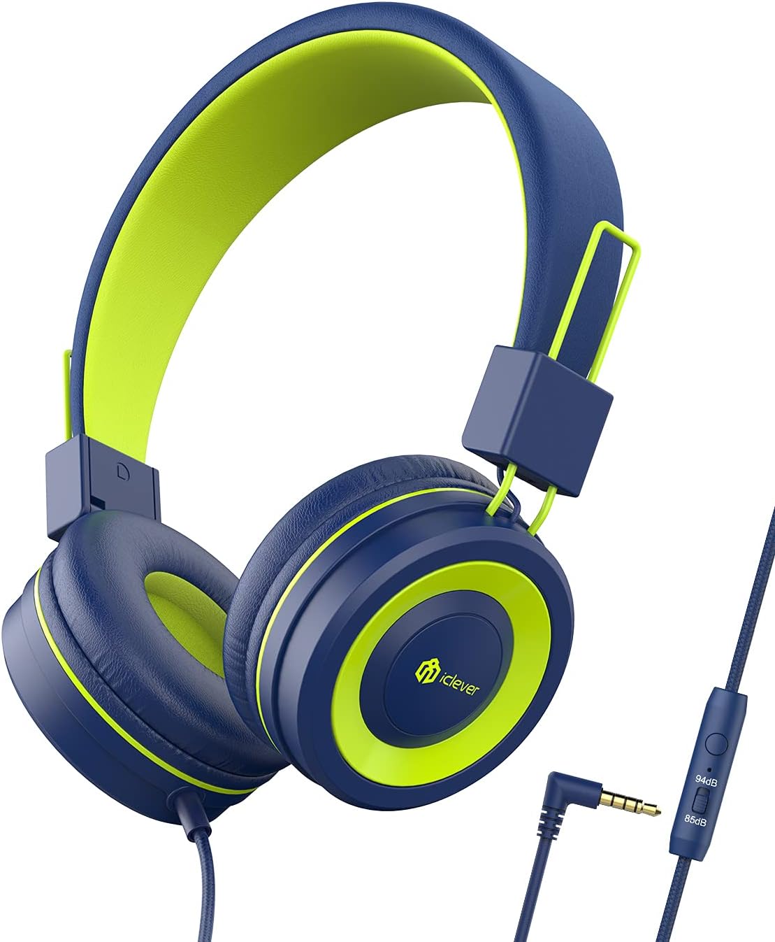 Kids Headphones with Microphone, 85dB/94dB Volume Limited, Stereo 3.5mm Jack, Tangle-Free Wired Headphones for Boys/Girls/School/Travel/iPad, Green
