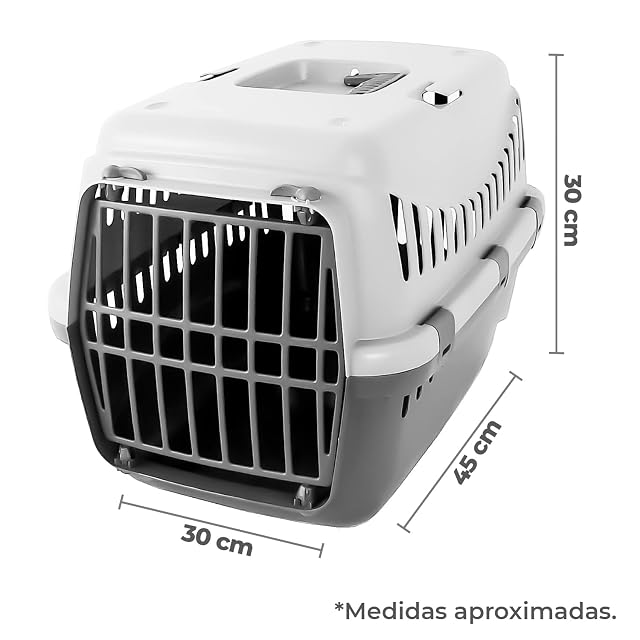Foto 2 de 4 de TIENDA EURASIA - Transportín Rígido Con Puerta Frontal y Asa de Transporte Para Gatos, Perros, Conejos