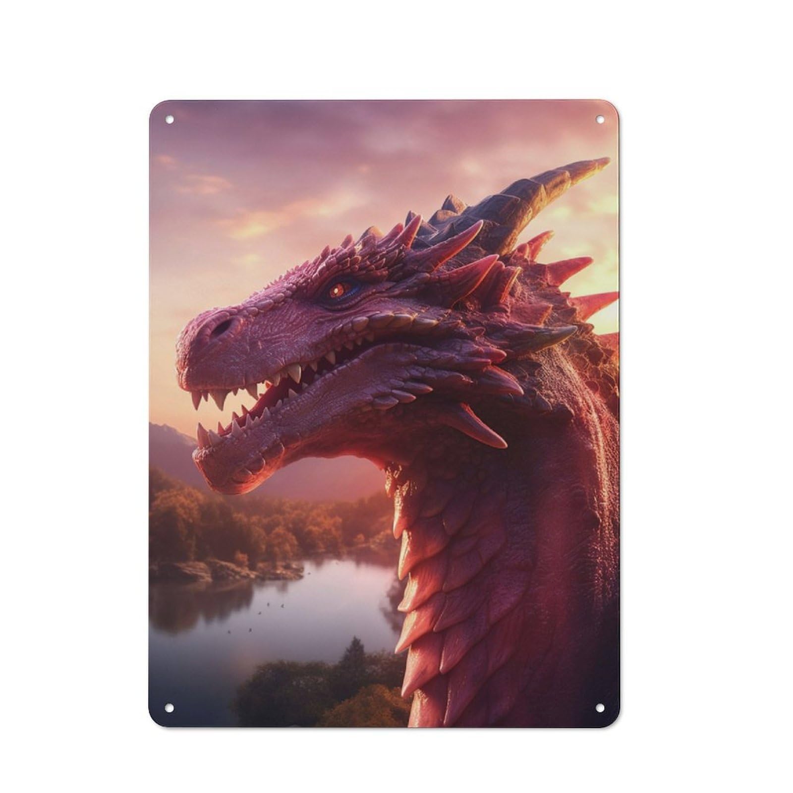 Junmoney Red Ruby Dragon Vintage Tin Wall Plaque 40X30cm For Workshop Wall, A Decorative Christmas Gift For Makers And Diy Enthusiasts