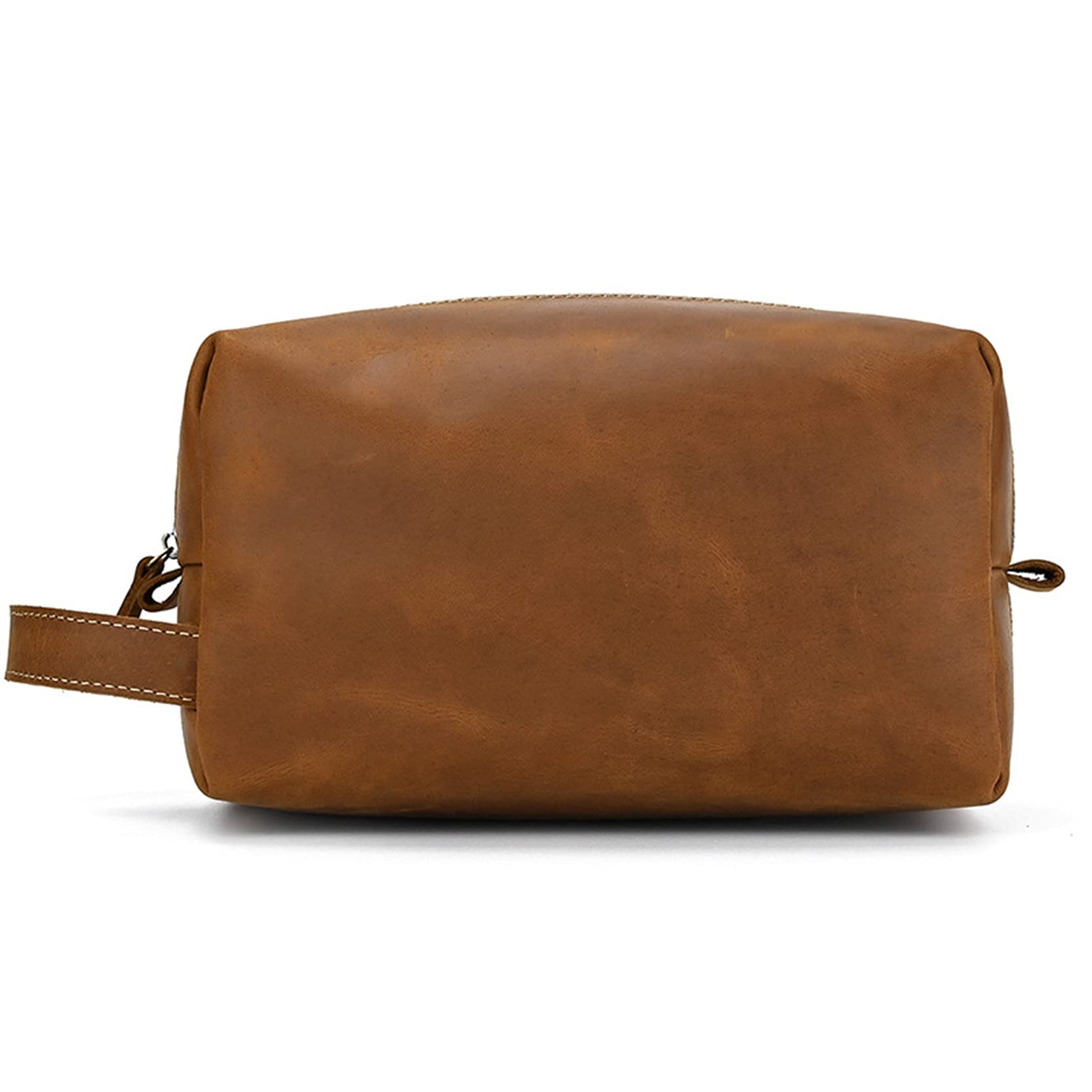 Bolso Aseo Cosmético Maquillaje, VIAJE DE HOMBRES PORTABLE VINTABLE CUERO GENUINO CIENTO DE CUERO Organizador Bolsa de afeitar Caja de maquillaje Cosmetic Bolsa de almacenamiento con correa ideal para