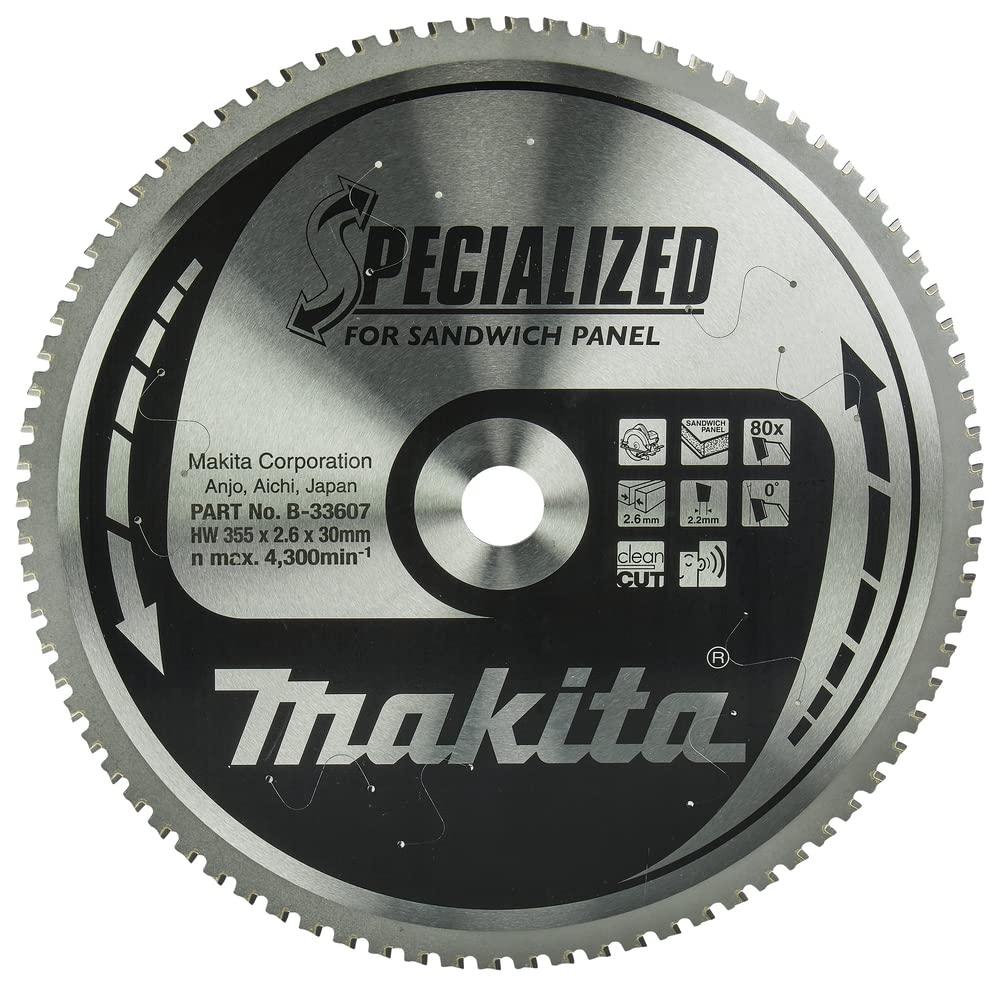 Makita B-33607 Specialized Sandwich Panel 355x30x80T, Black, Silver
