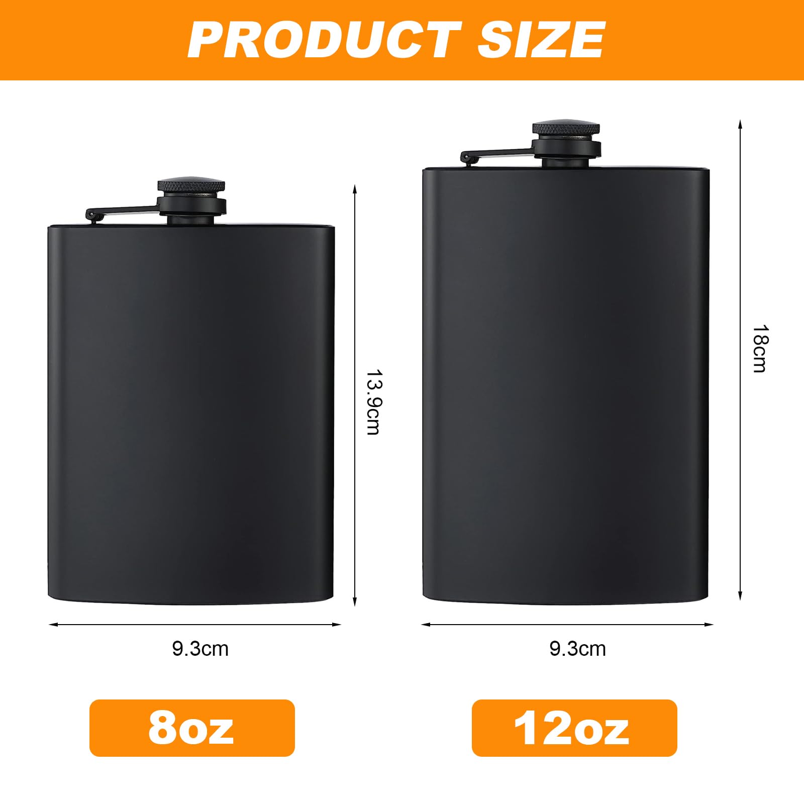 Fiaschette Liquori 2 Pezzi - Acciaio Inox, 226.8g E 340.2g, Con Imbuti