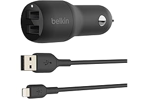 Belkin 24-Watt Dual USB Car Charger with Lightning Cable