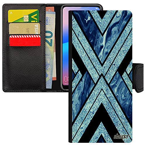 Coque Galaxy Note 20 Ultra protection antichoc style cuir marbre bleu géométrique