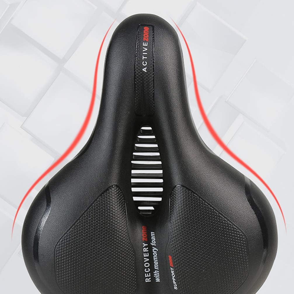 Assento de bicicleta confortável , selim de bicicleta largo com absorção de choque , almofada de bicicleta macia à prova d'água com lanterna traseira adequada para bicicletas internas/externas Assento de bicicleta confortável , selim de bicicleta largo com absorção de choque , almofada de bicicleta macia à prova d'água com lanterna traseira adequada para bicicletas internas/externas