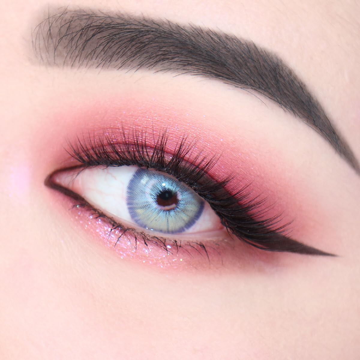 GLAMLENS Lenti a Contatto Colorate Ash Blue Azzurre Mensili, Silicone Idrogel, 2 Pezzi, DIA 14.2, 0.00 Diottrie