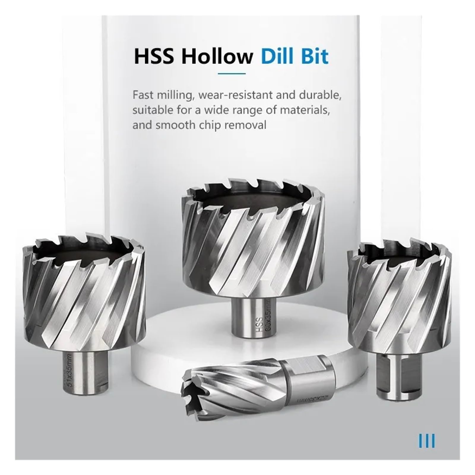 Mag Drill Cutter, HSS Annular Cutter 6-60mm Core Drill Bit 19mm Shank Hollow For Metal(13x35mm)