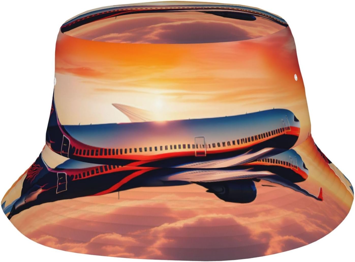 Airplane Sunsets Sky Print Sun Hat Outdoor Fisherman Cap Summer Bucket Hat Beach for Men Women