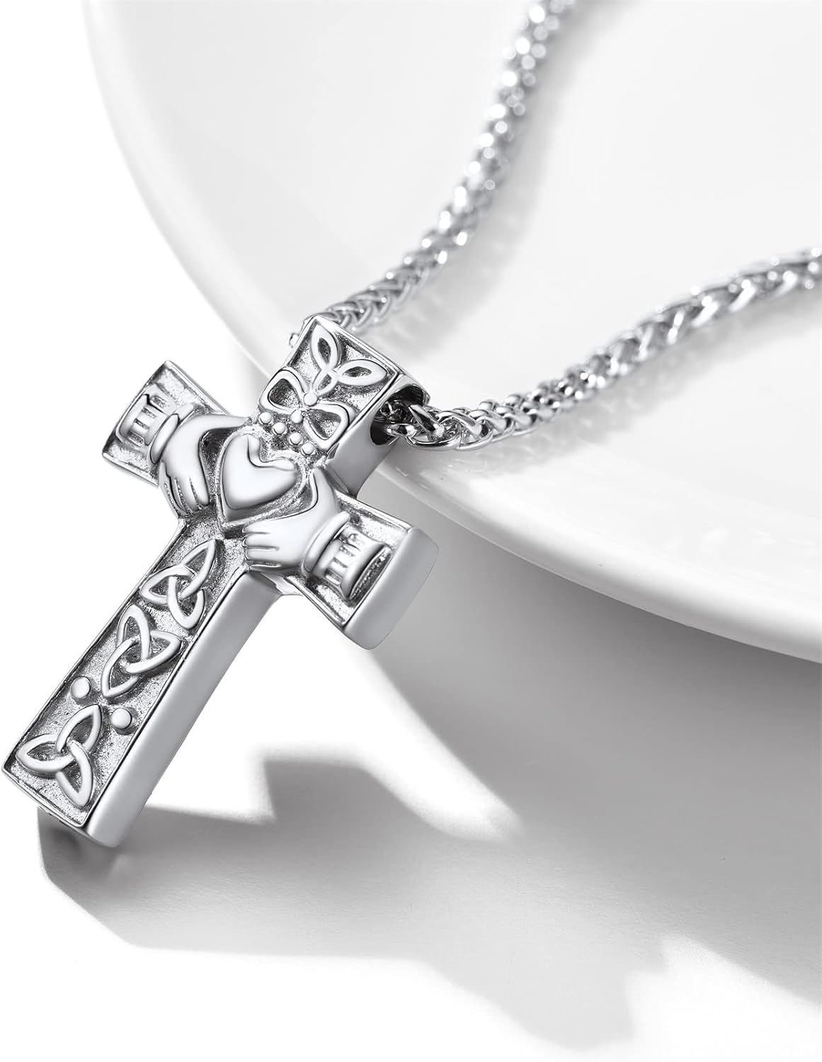 Supcare Cross Necklace with Celtic Knot Irish Prayer Hand Urn Necklaces for Ashes Loss of A Dog Gift Memorial Jewellery - Image 4